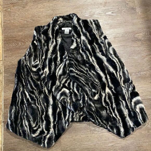 WD.NY XL faux fur vest open draped front - Picture 1 of 3